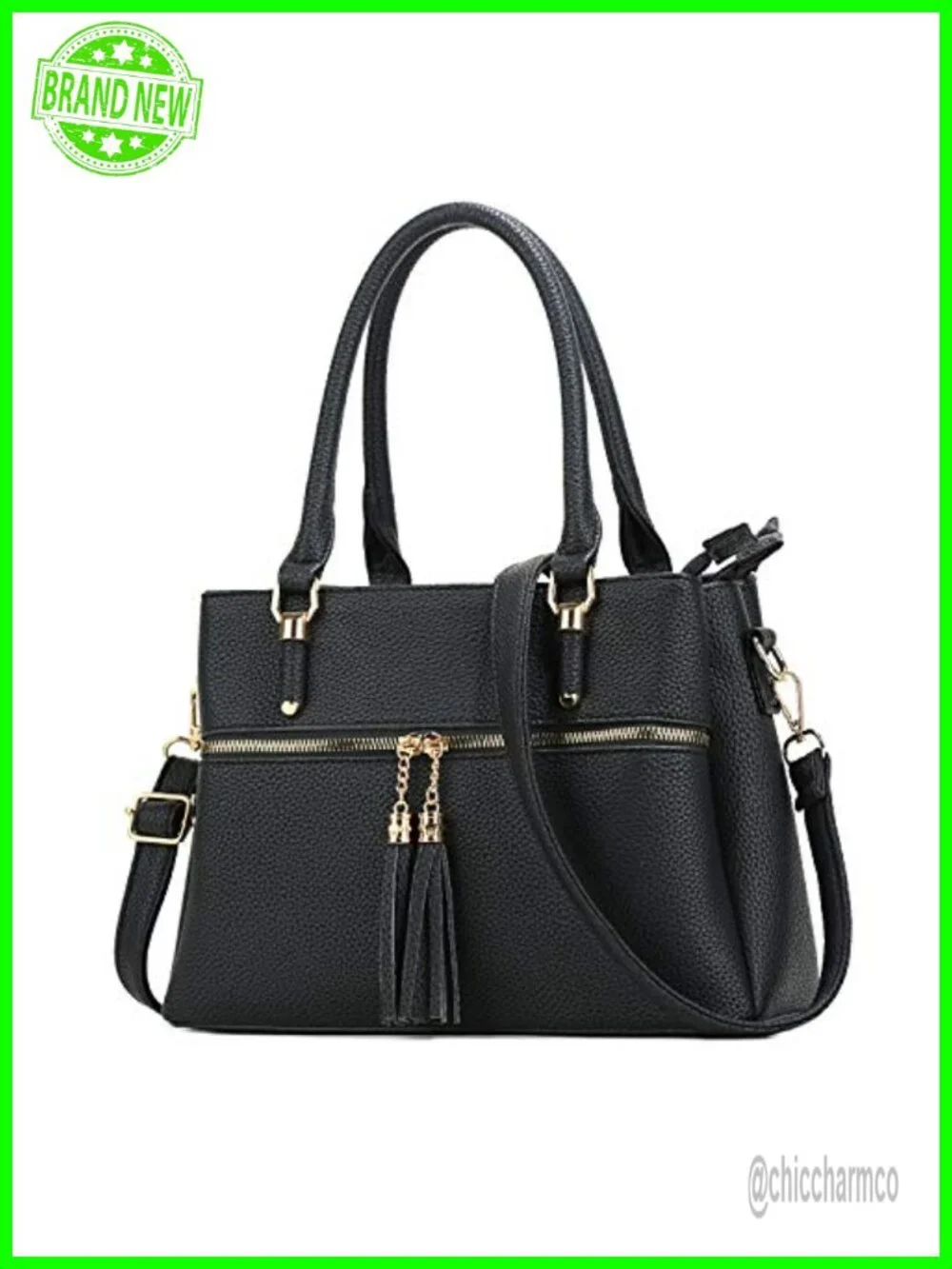 KKXIU PU Leather Satchel Handbag Top Handle Medium Purse